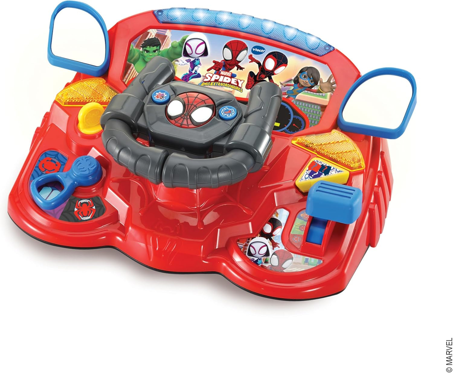 - Mission Pilote 2 En 1 Spidey Et Ses Amis - Simulateur De Conduite, Volant Interactif - Spider-Voiture De Spidey Et Techno-Bolide De Spin - Cadeau Enfant De 3 Ans À 7 Ans - Contenu En Français