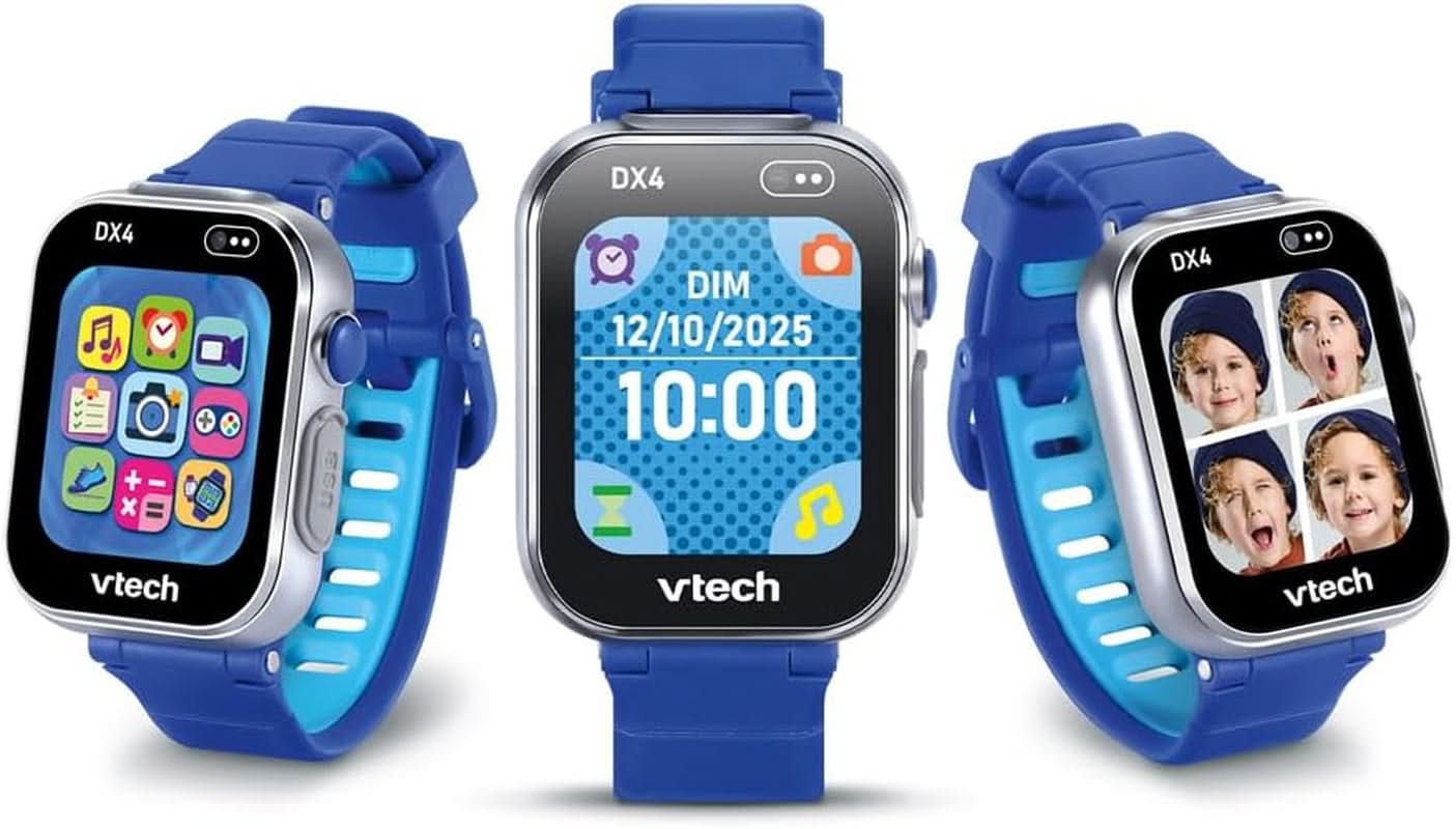 - Kidizoom Smartwatch DX4 Bleue - Montre Digitale Enfant 16 En 1 Avec Écran Tactile Couleur, Jeux, Applications, Appareil Photo Et Vidéo - Cadeau Enfant Dès 5 Ans - Contenu En Français
