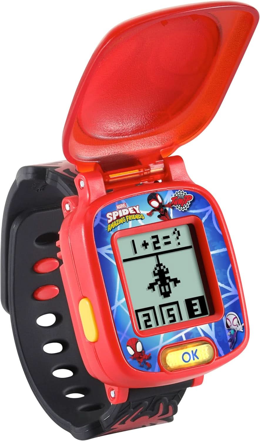 - La Montre-Jeu Interactive De Spin - Montre Enfant Spidey Avec Écran Animé, Bracelet Réglable, 9 Cadrans, 4 Jeux Éducatifs - Jouet Marvel - Cadeau Enfant De 3 Ans À 7 Ans - Contenu En Français