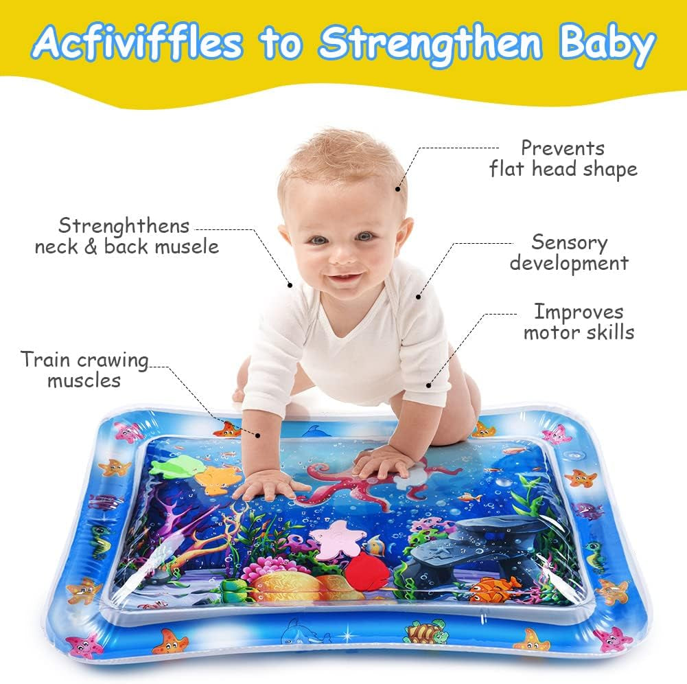 Gonflable Tummy Time Tapis D'Eau Tapis De Jeu Gonflable Jouets Sensoriels Pour Bébé Nourrissons Et Tout-Petits 3 6 9 Mois Nouveau-Né Filles Garçons,Doux Et Confortable