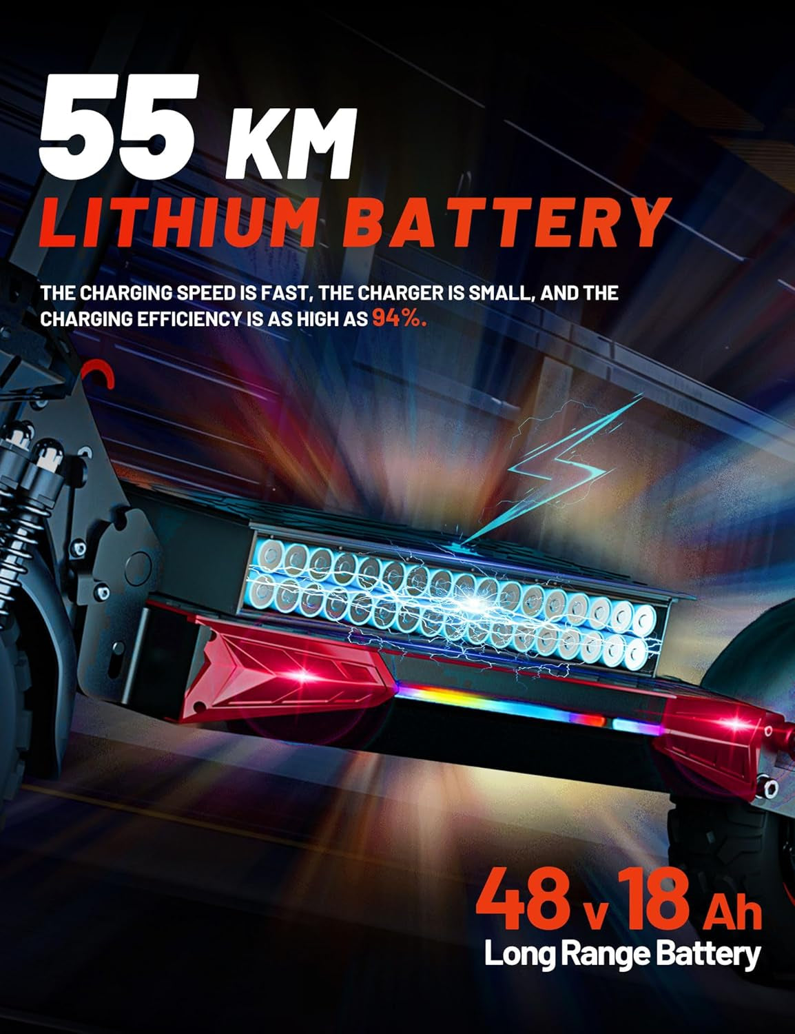 J11 Max Trottinette Électrique Adulte, 1200W Moteur & Batterie 48V 18Ah Jusqu’À 55 Km D’Autonomie, 11