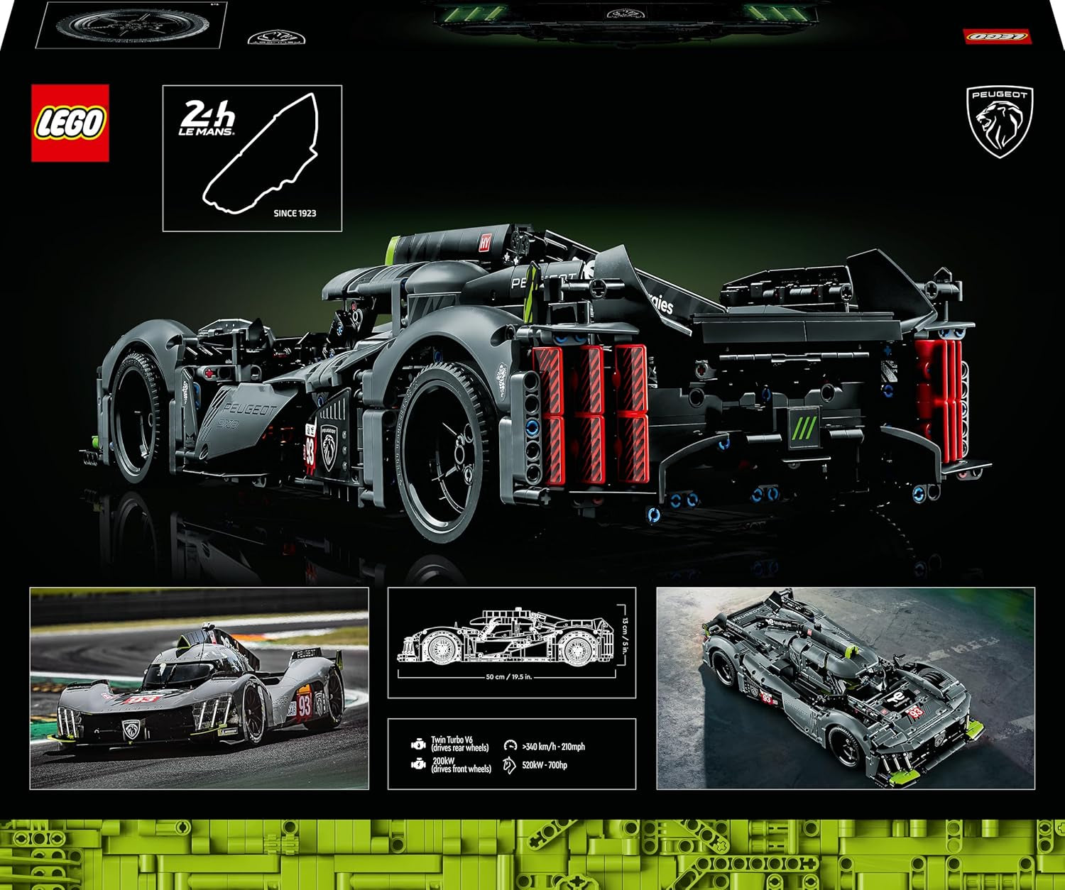 42156 Technic Peugeot 9X8 24H Le Mans Hybrid Hypercar, Maquette De Voiture De Course Niveau Avancé, À L'Échelle 1:10, Sport Automobile À Collectionner Pour Adultes