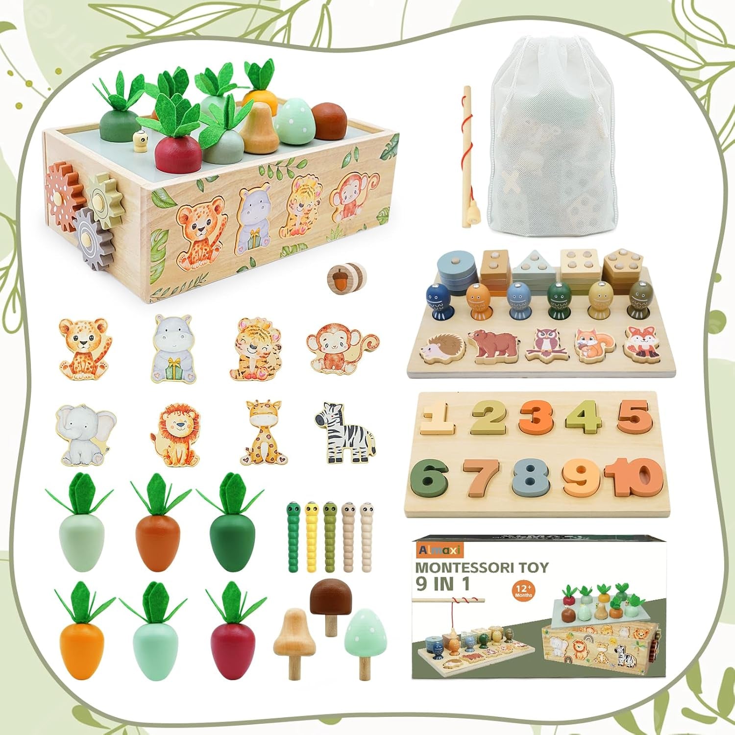 Jouet Enfant 1 2 3 Ans, 9 En 1 Jeux Montessori 2 3 4 Ans Éducatif, Safari Jouet En Bois Montessori 2 An, Jeux Efants 2 3 Ans Fille Garcon, Cadeau Enfant 1 2 3 4 Ans Fille Garcon