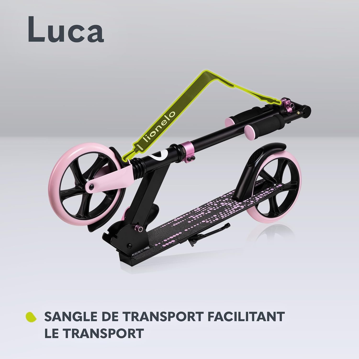 LUCA Trotinette Enfant Et Adultes Jusqu'À 100 Kg, Construction Durable, Pliage, Rapide, Guidon Ajustable, Roues À 20 Cm, Amortisseur Shockresist Frein (Noir)