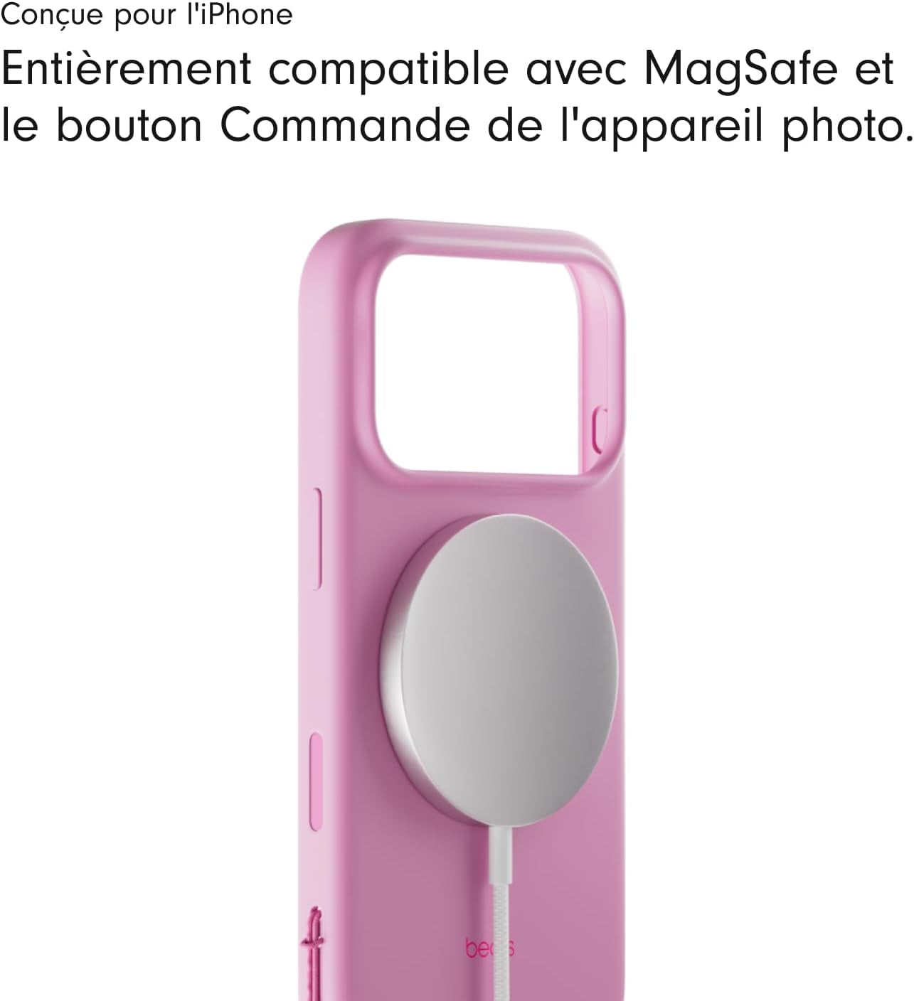 Coque Avec Béquille Pour Iphone 17 Équipée Magsafe Avec Commande De L'Appareil Photo, Support Intégré Et Dragonne, Fini Mat Et Doublure En Tissu Microfibre - Rose Quartz
