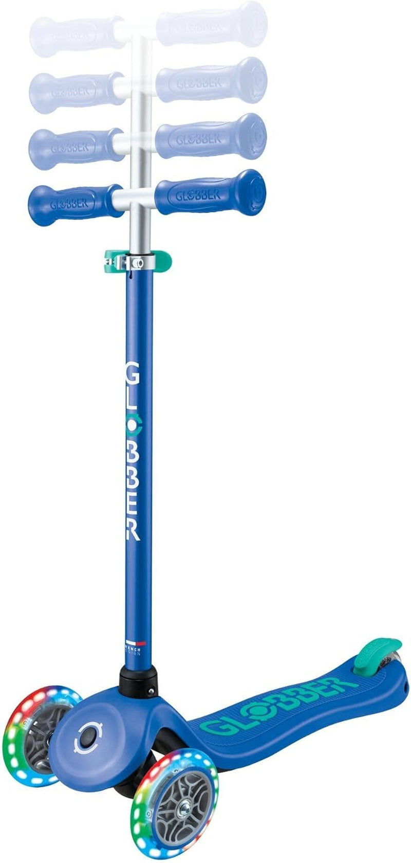 Primo plus Lights - Trottinette Et Casque Pour Enfant - 120/80 Mm - 3 Roues - Hauteur Réglable - Roues LED