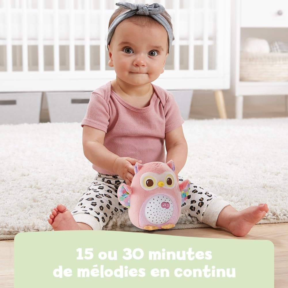 - Ma Veilleuse Lumi Chouette Rose, Peluche Apaisante, Veilleuse Musicale Et Lumineuse, Musique Douce, Berceuses, Bruits Blancs Et Sons De La Nature, Cadeau De Naissance - Contenu En Français