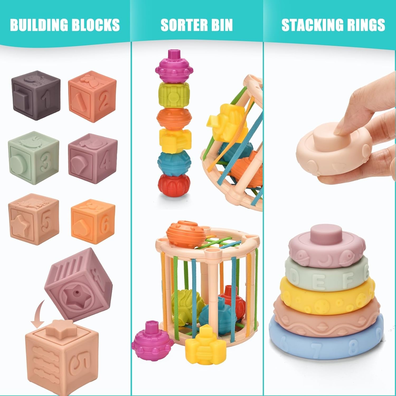 Jouets Bébés Pour 6 À 12 Mois,9 En 1 Montessori Jeux Bébé Eveil,Sensoriels,Trieur De Formes, En Blocs,À Empiler, Jouet Bebe 1 2 3 Ans Jeux Cadeau Pour Nouveau-Né