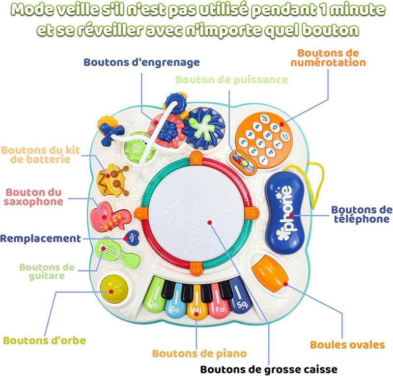Jouet Bebe 1 an - Table Activité Bébé 6 En 1 Jouet Enfant Jeux Bebe 1 2 3 Ans Fille Garçon Table D'Activité Musicale Bebe Jouet Eveil Éducatif Cadeau Pour Noel Enfant