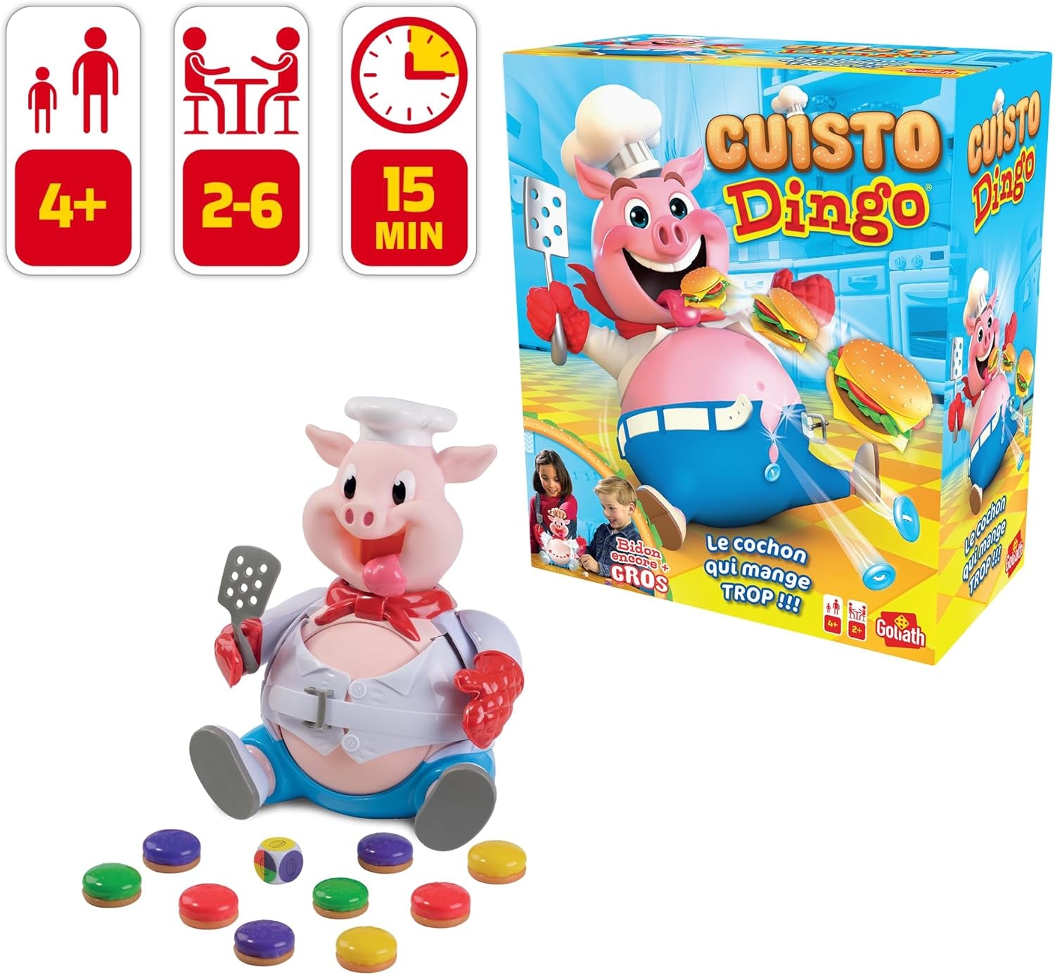 - CUISTO DINGO - Jeu De Société Pour Enfants Dès 4 Ans - Nourris Le Cochon Sans Faire Exploser Son Ventre - Jeu Rigolo Et Familial - À Jouer Entre Amis Ou En Famille - De 2 À 4 Joueurs
