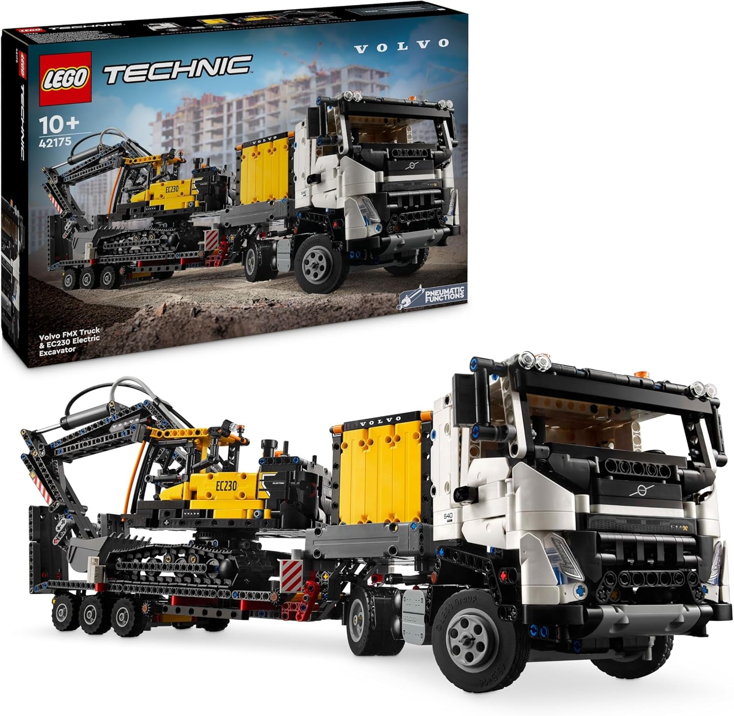 Technic Camion Volvo FMX Et Pelleteuse Électrique EC230 - Jouet Voiture Pour Enfants - Véhicules À Offrir Aux Garçons Et Filles De 10 Ans Et plus Passionnés D'Engins De Chantier 42175