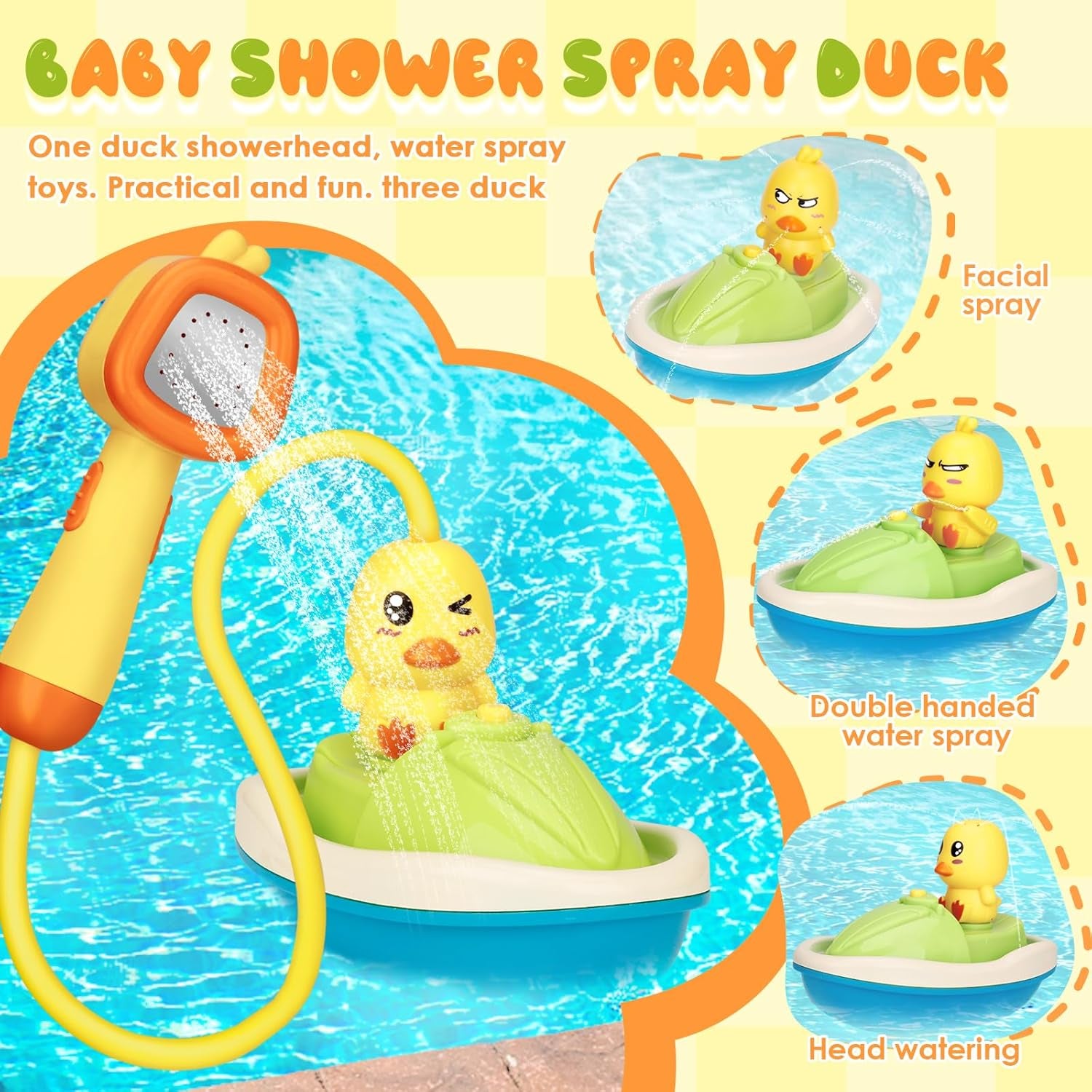 Jouet Bain Bébé,Ensemble De Jouets De Bain En Forme De Canard,Jeu Bain Et Douche,Pommeau De Douche Baignoire À Jet D'Eau Automatique Pour Bébé À Partir De 6-18 Mois