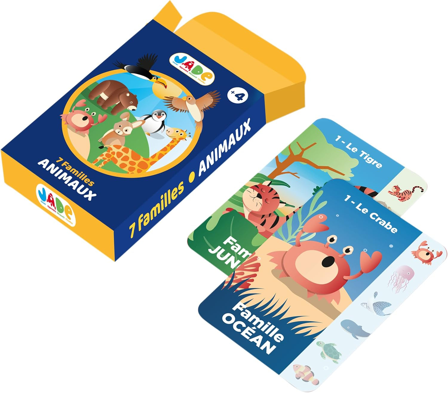 - Jeu De 7 Familles Sur Le Theme Des Animaux - Jeu De Cartes - 142121-54 Cartes - Multicolore - Cartonné - Design Français - Puzzle Enfant - Jade - À Partir De 4 Ans