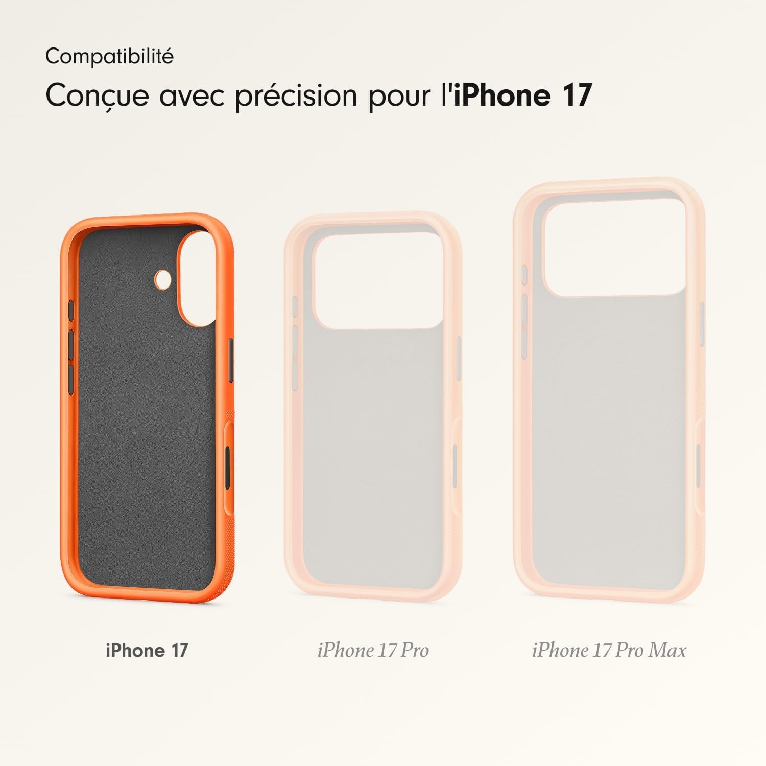 Coque Haute Résistance Pour Iphone 17 Équipée Magsafe Avec Commande De L'Appareil Photo, Protection Contre Les Chutes Et Les Rayures, Fini Mat Texturé - Orange Sierra