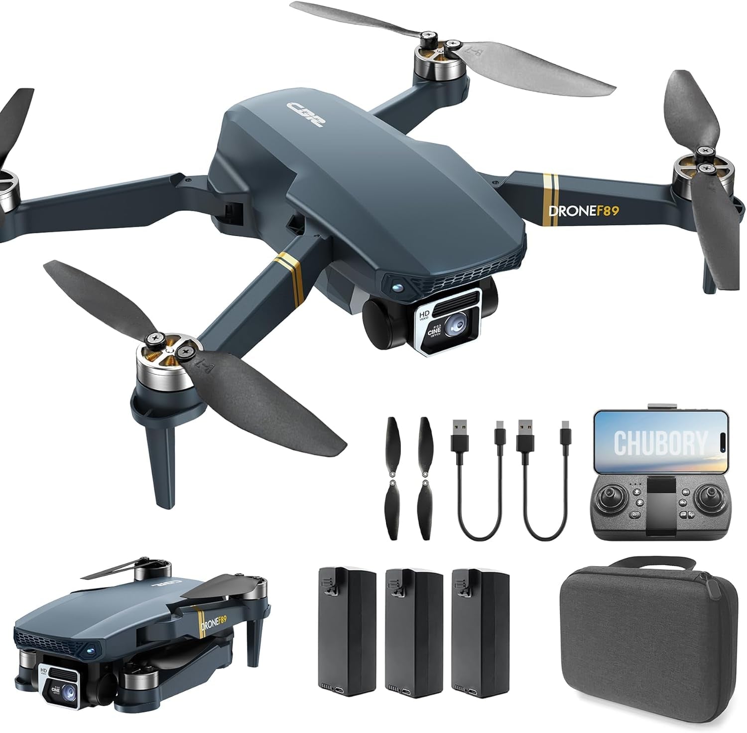 Drone Avec Camera 4K HD Pour Débutants - Portée 800 Mètres, 60+ Min De Vol, Moteur Brushless, Auto Hover, Auto Follow, Wifi FPV, Pliable (3 Batteries)