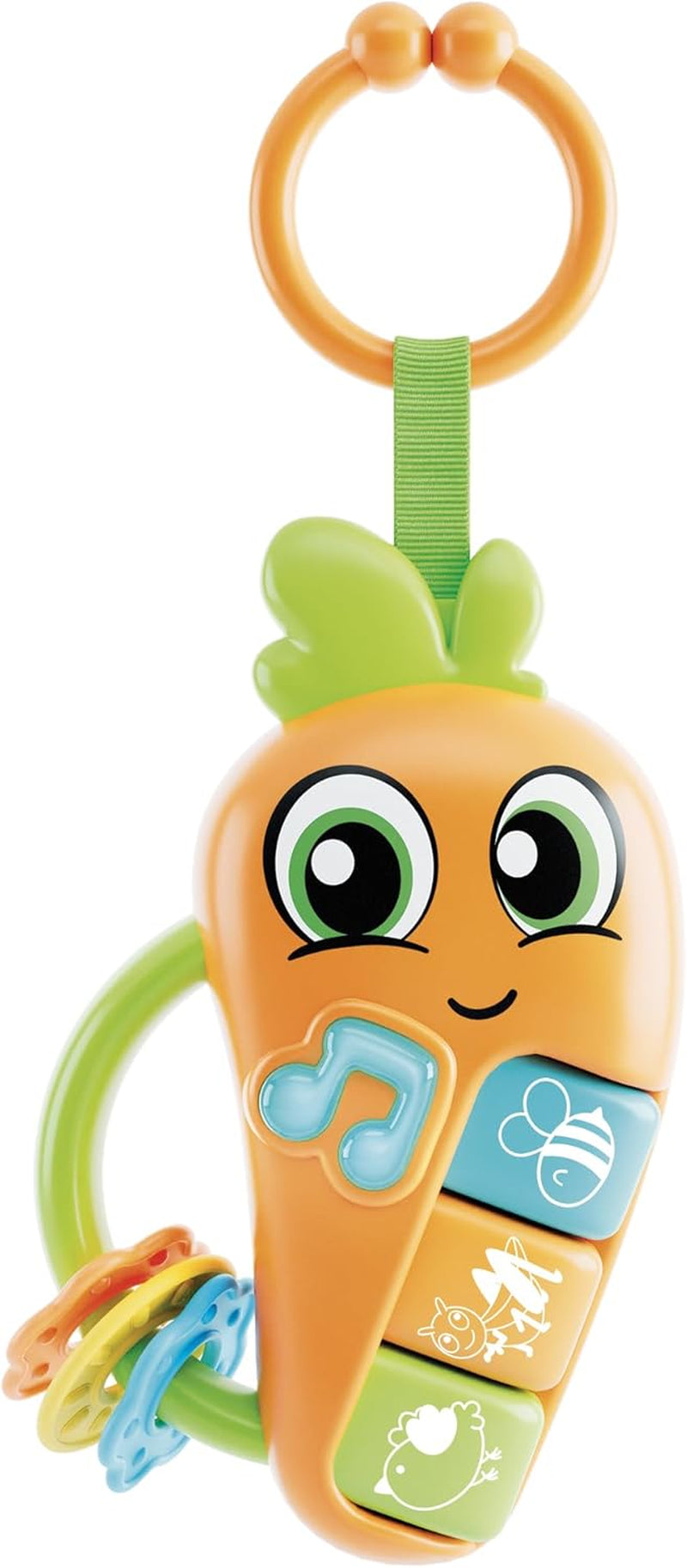 Lisciani - CAROTINA Baby - Hochet Bébé Carotte - Jouet Musical Pour Enfants Dès 3 Mois - Son Et Lumière - Anneaux De Dentition Sécurisés - Éveil Sensoriel - Hochet Électronique - Jeu Éducatif Bébé