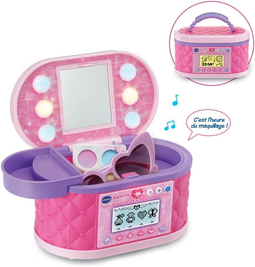 - Kidisecrets Ma Mallette Beauté Magique Rose - Boîte Secrète Avec Code, Miroir LED, Bluetooth, Jeux - Vanity Maquillage, Boîte À Bijoux Musicale - Cadeau Enfant Dès 5 Ans - Contenu En Français