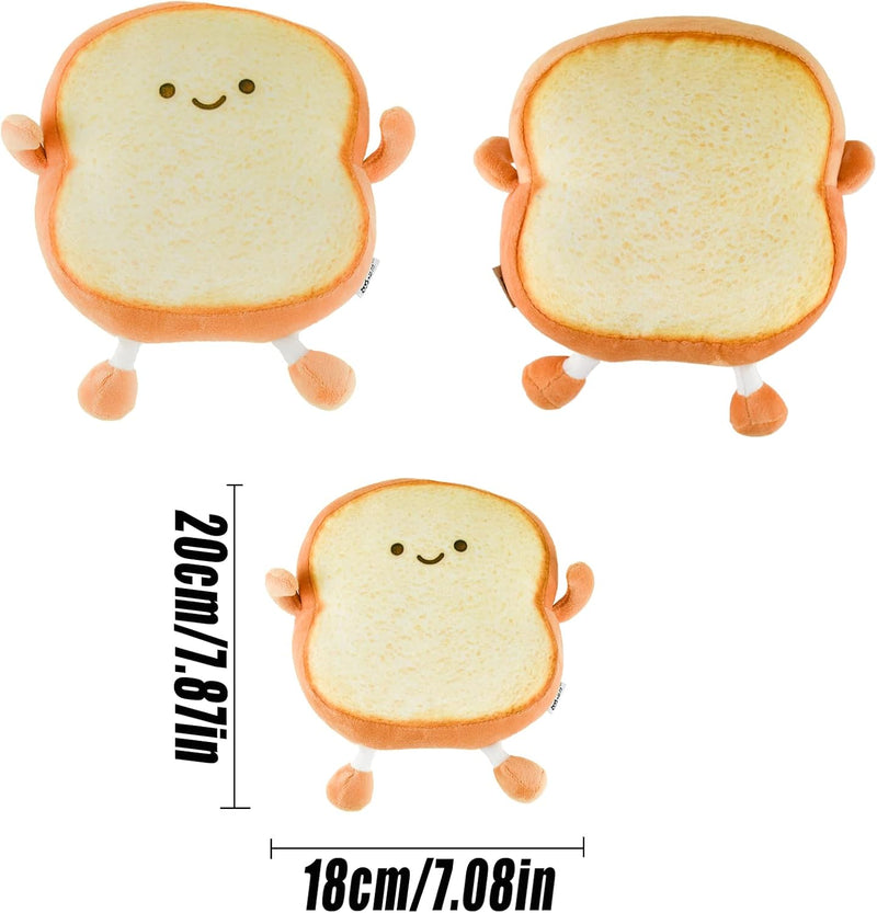 Oreiller En Peluche Pour Pain Grillé, 3D Oreiller De Jeté Jouet De Dessin Animé,Oreiller En Peluche Bourré Pour Canapé Cadeau D'Anniversaire Pour Enfants（19×18×3Cm）