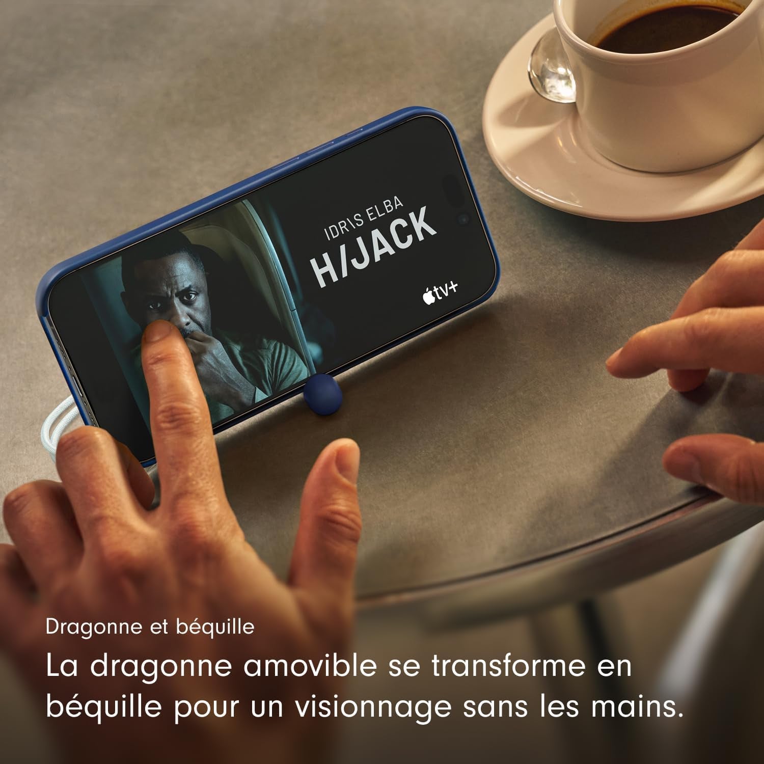 Coque Avec Béquille Pour Iphone 17 Équipée Magsafe Avec Commande De L'Appareil Photo, Support Intégré Et Dragonne, Fini Mat Et Doublure En Tissu Microfibre - Gris Granite