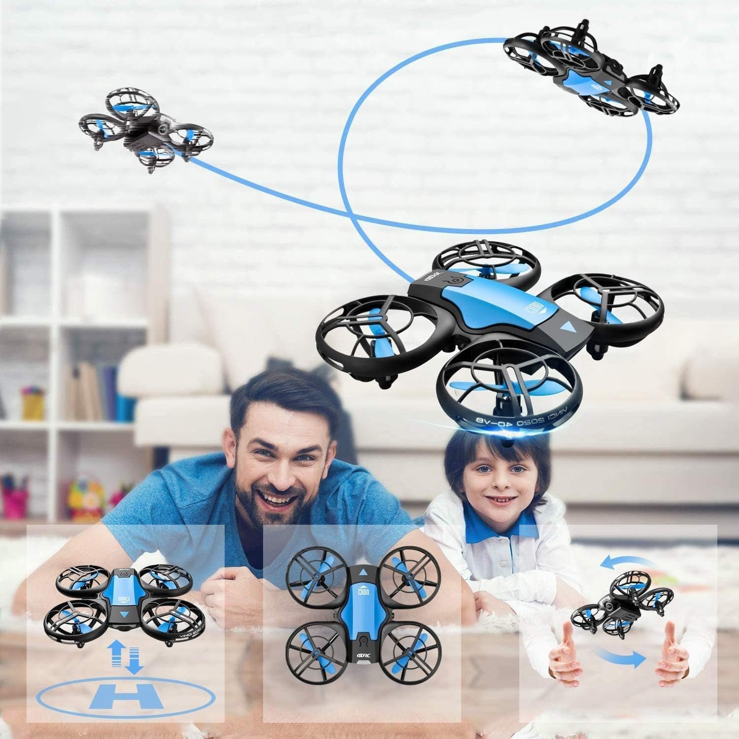 V8 Mini Drone Enfant, Drone Jouet Télécommandé, 27 Mins Autonomie Avec 3 Batteries, Mode Sans Tête, Maintien De L'Altitude, Facile À Utiliser, Parfait Pour Enfants Et Débutants