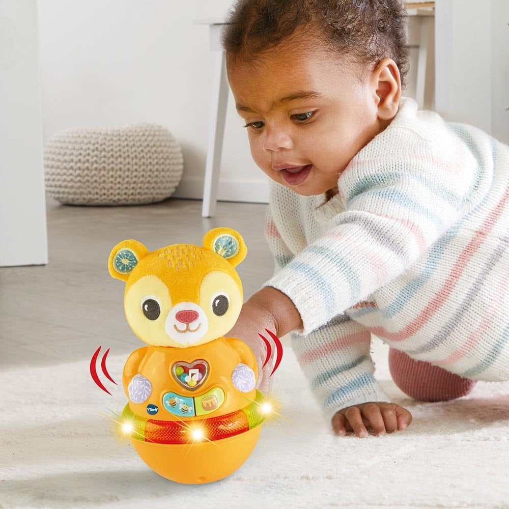 - Bonbon, Mon Ourson Culbuto, Ours En Peluche Rigolo Qui Tourne Et Bascule, Culbuto Bébé, Jeu De Motricité Et D'Éveil, Cadeau Bébé Dès 6 Mois - Contenu En Français