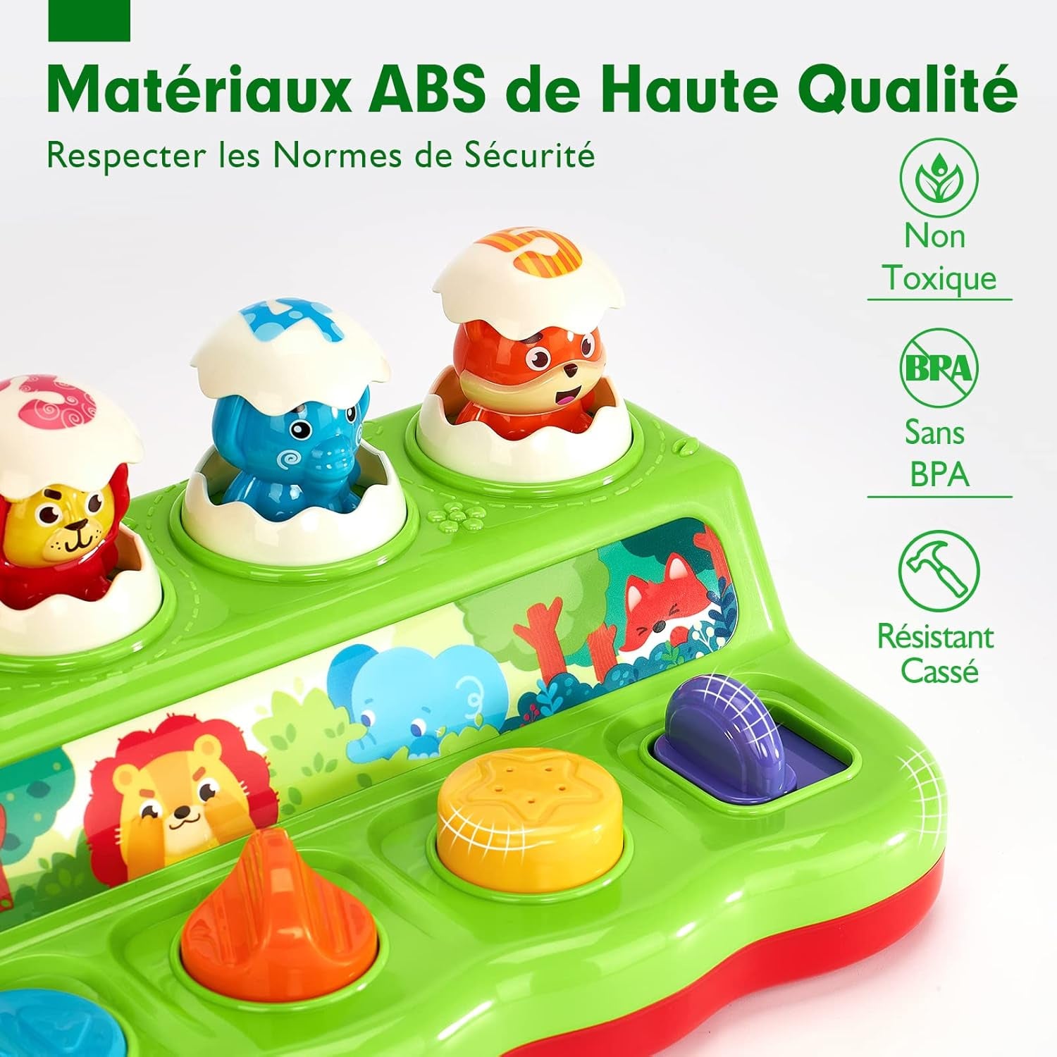 Jouet Pour Bébé 1 an Jouet Montessori Avec Musique Et Lumières Pour Enfant 1 2 3 4 Ans Fille Garçon, Jouet Enfant Pop-Up Animaux Avec Couleurs, Parfait Pour Les Cadeaux D'Anniversaire Noël