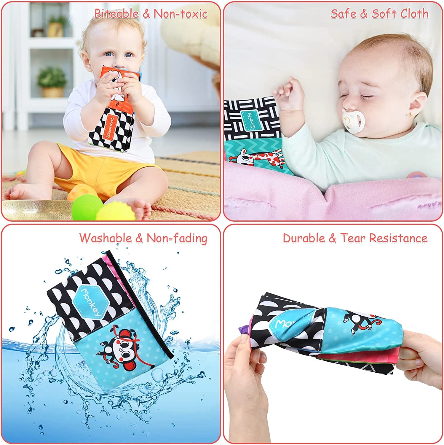 Jouet Bebe 6 Mois, Miroir Bebe Éveil Montessori 6-12 Mois, Livre Tissu Bébé Noir Et Blanc Jouets Sensoriels Pour Enfants Jeux D'Eveil Bébé Cadeau Pour Naissance Fille Garcon 6 12 Mois