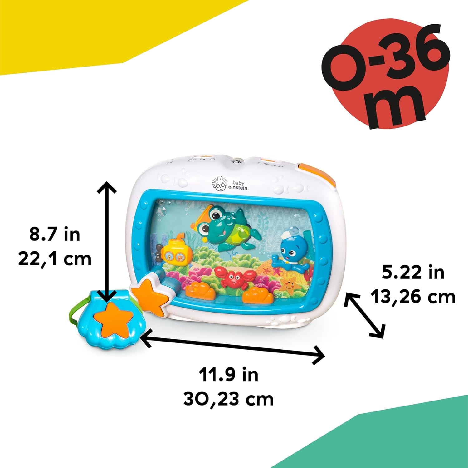 Sea Dreams Soother, Veilleuse Bébé Musicale Et Lumineuse Avec Bruit Blanc – Aquarium Bébé Veilleuse Enfant Apaisante, Lumières Douces, Sons Océan, Télécommande, 0+ Mois