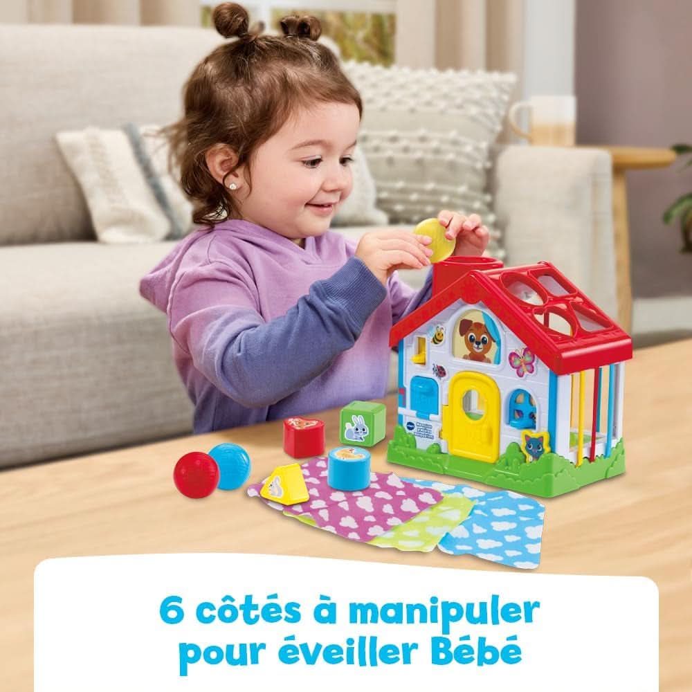 - Ma Maison Premières Manipulations, Jouet Sensoriel Fabriqué Avec Des Matériaux plus Durables, Trieur De Formes, Jeux D'Éveil Et De Motricité Fine, Cadeau Bébé Dès 9 Mois - Contenu En Français