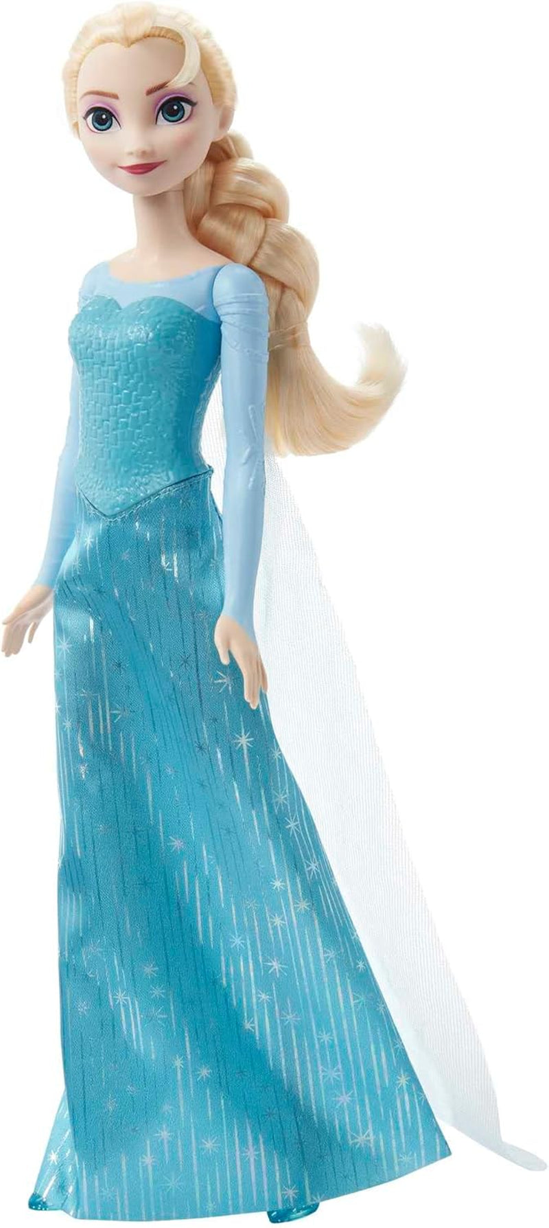 Disney La Reine Des Neiges Poupée Elsa Avec Tenue Emblématique, Chaussures, Jupe, Cape En Tissu Et Accessoires, Jouet Enfant, Dès 3 Ans, HLW47, Bleue De Base