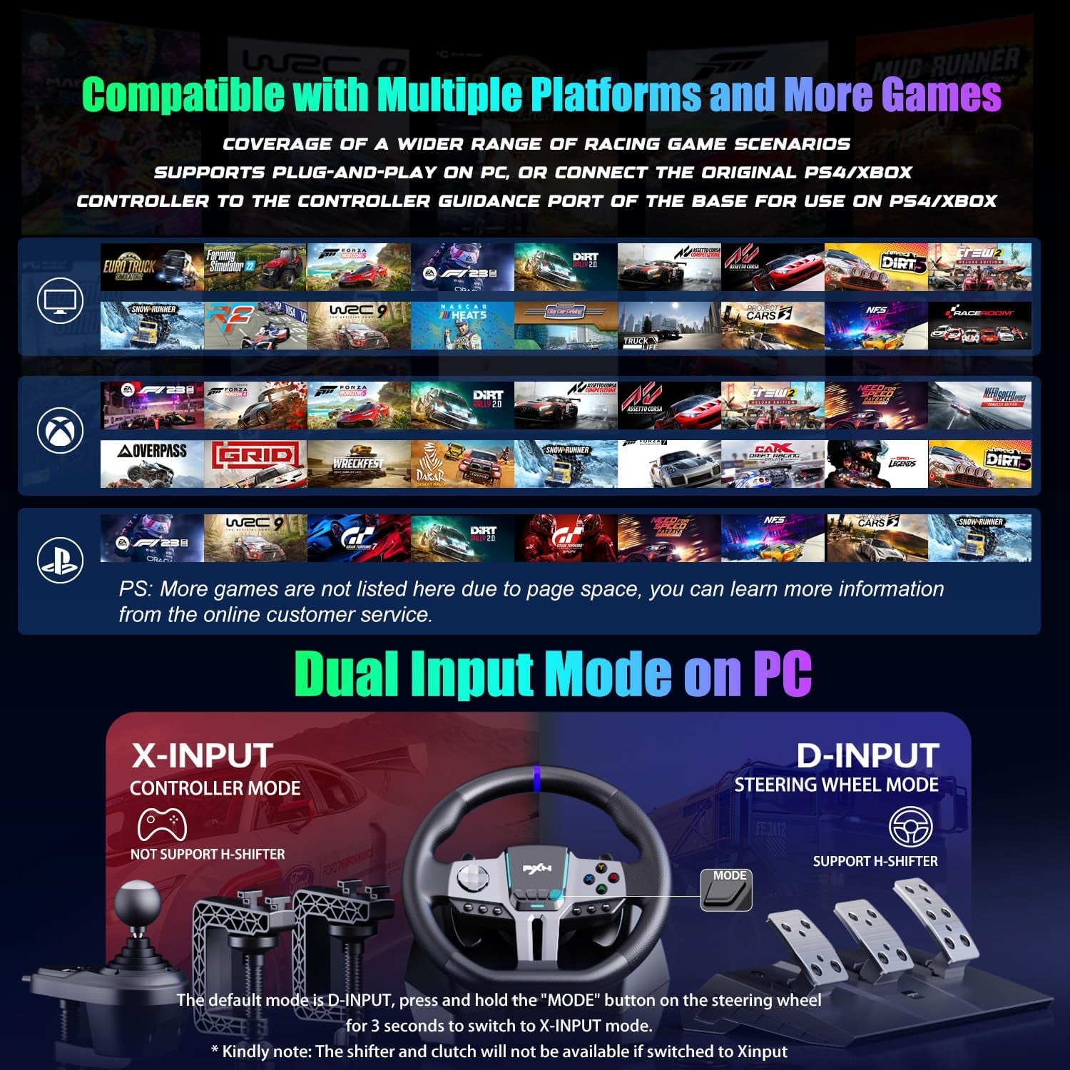 V9 Gen2 Volant De Course - 270° & 900°, Levier De Vitesse En H, Pédales À Effet Hall, Palettes De Changement De Vitesses, Application Outils, Retour De Vibration – Volant Pour PC, Xbox Et PS4