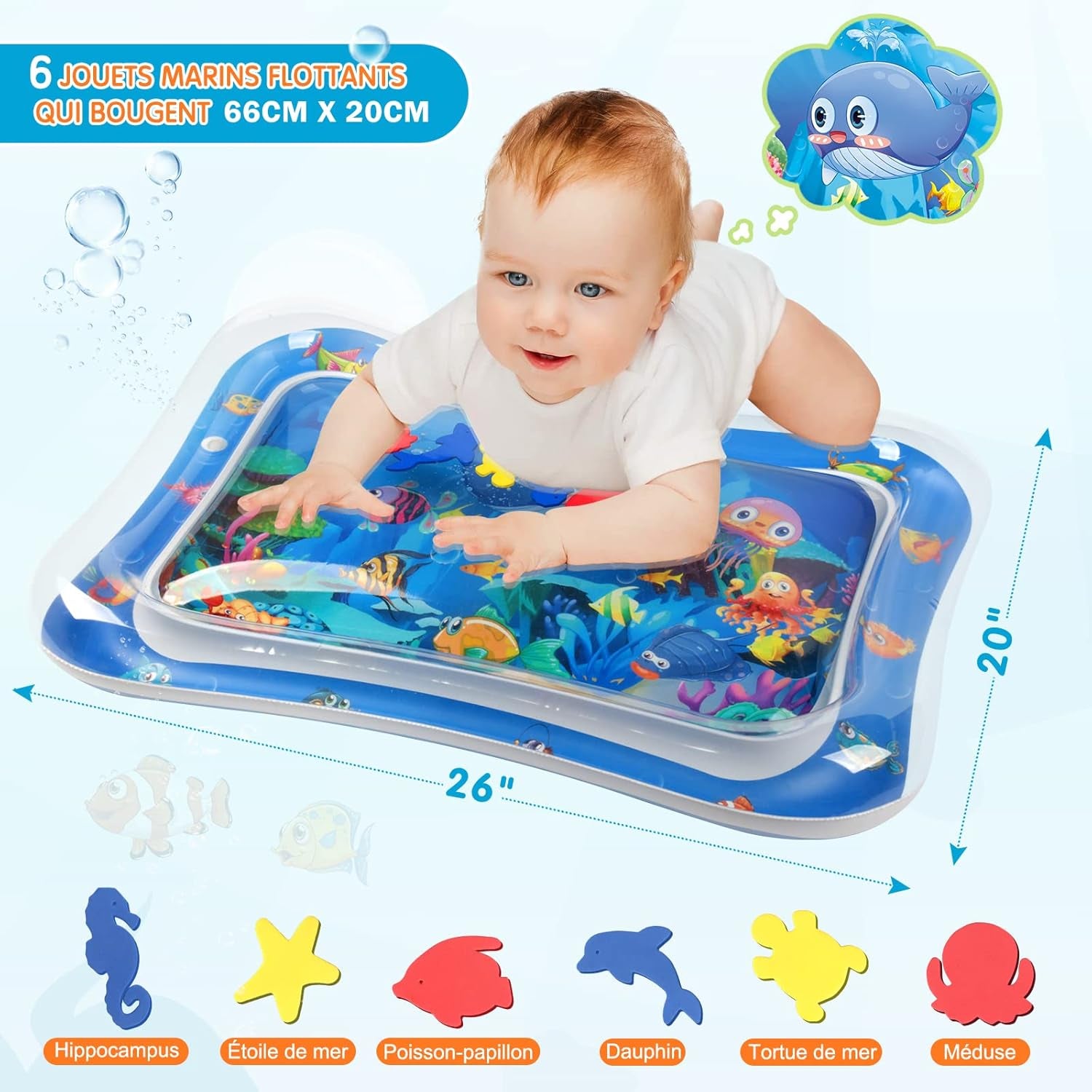 Gonflable Tummy Time Mat Tapis De Jeu D'Eau Pour Bébé De Qualité Supérieure Pour Bébés Et Tout-Petits Jouets Pour Bébé De 3 6 9 Mois