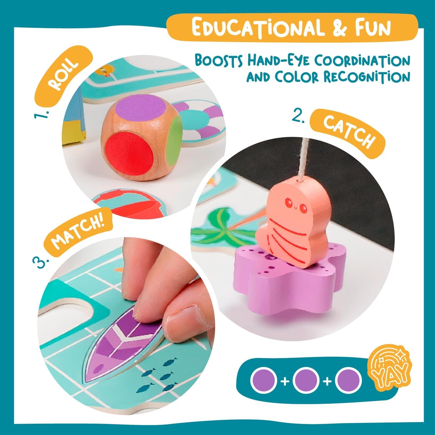 Jeu De Pêche Magnétique En Bois Pour Enfants Dès 2 Ans - Jouet Magnétique Ludique Pour Tout-Petits De 2 3 Ans - Jeu Montessori De Pêche À La Ligne Avec Puzzle - Cadeau Pour Fille Et Garçon