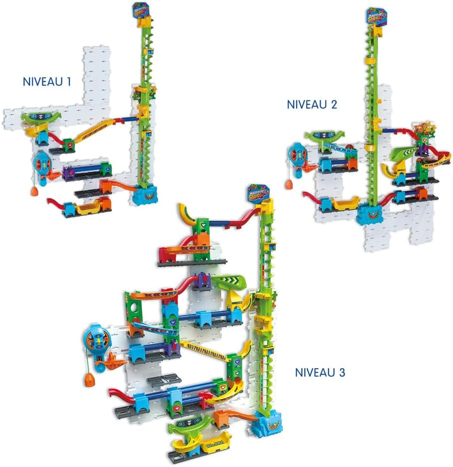 - Marble Rush Ultimate Vertical Run V100E - Circuit À Billes Électronique À La Verticale, 93 Pièces Et 10 Billes - Jeu De Construction À Fixer - Cadeau Enfant Dès 6 Ans - Contenu En Français