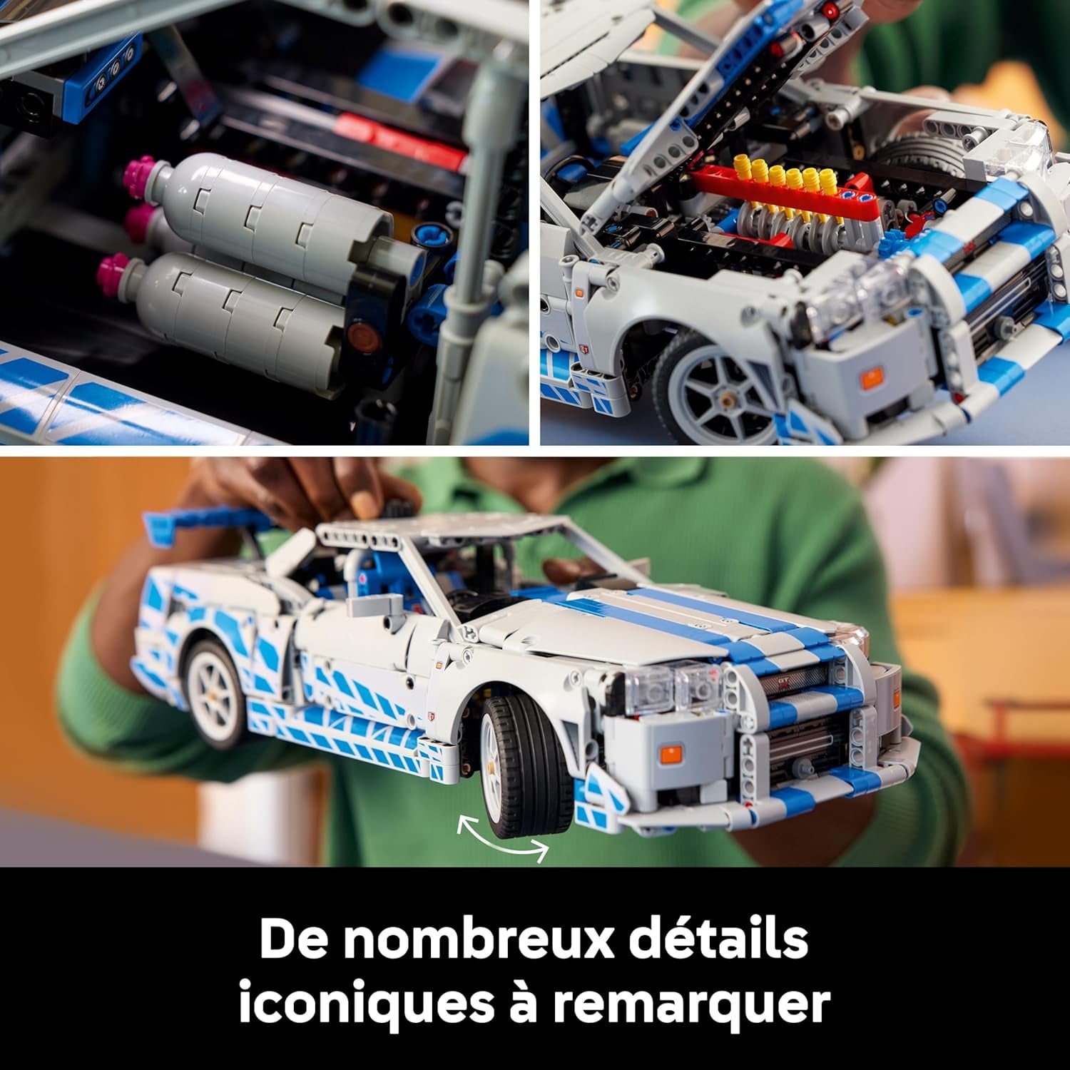 Technic Voiture Nissan Skyline GT-R (R34) 2 Fast 2 Furious - Maquette De Voiture Pour Adulte - Fonction Drift, Direction, Suspension & Moteur 6 Cylindres - Cadeau Collector Pour Fans 42210
