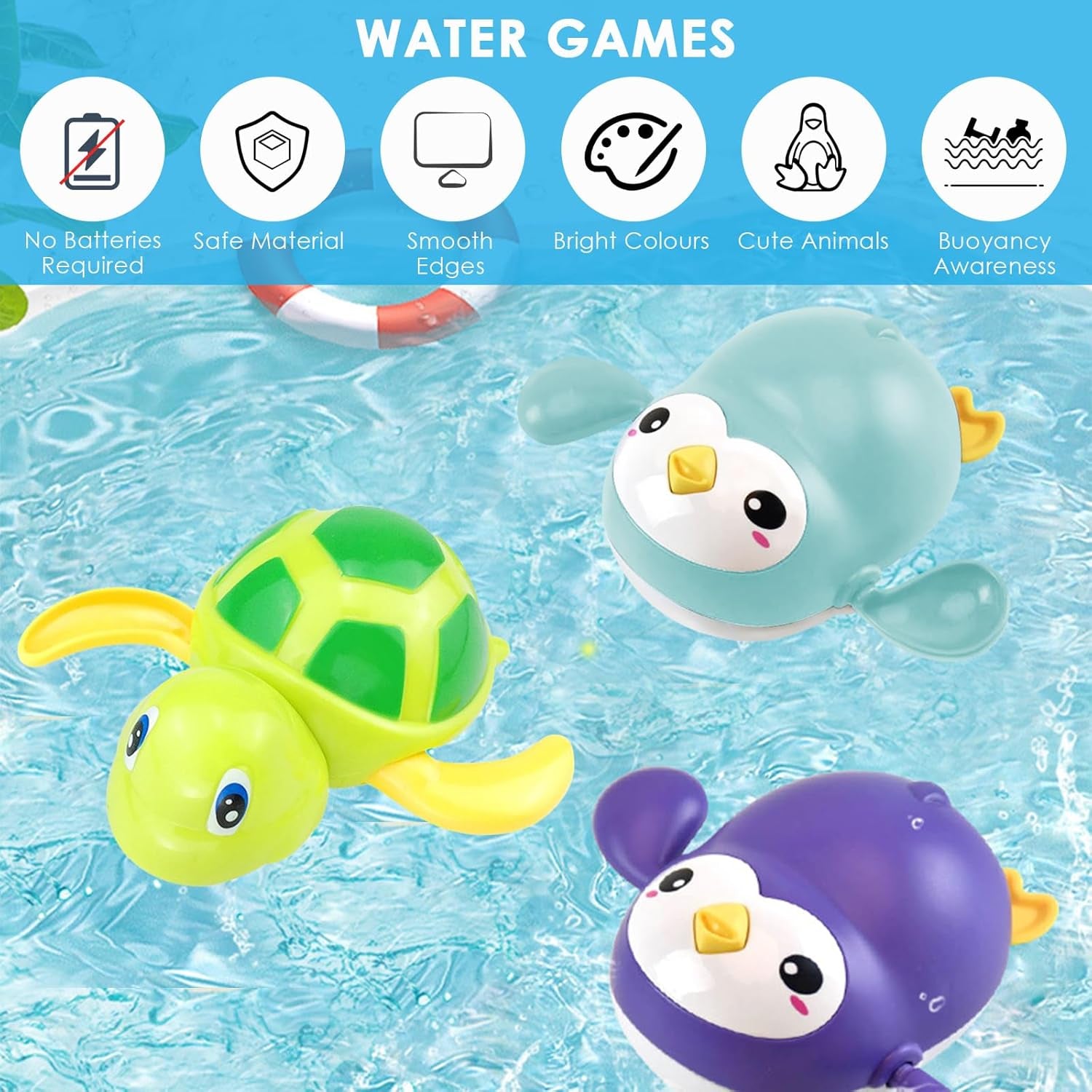 4 Pièce Jouet De Bain Bébé, Jeux De Bain, Animaux Jouets Flottants, Jouet À Remonter Bain, Jouets Flottants, Jouet De Piscine, Salle De Bain Jouets, Jouets De Bain Pour Garcon Fille