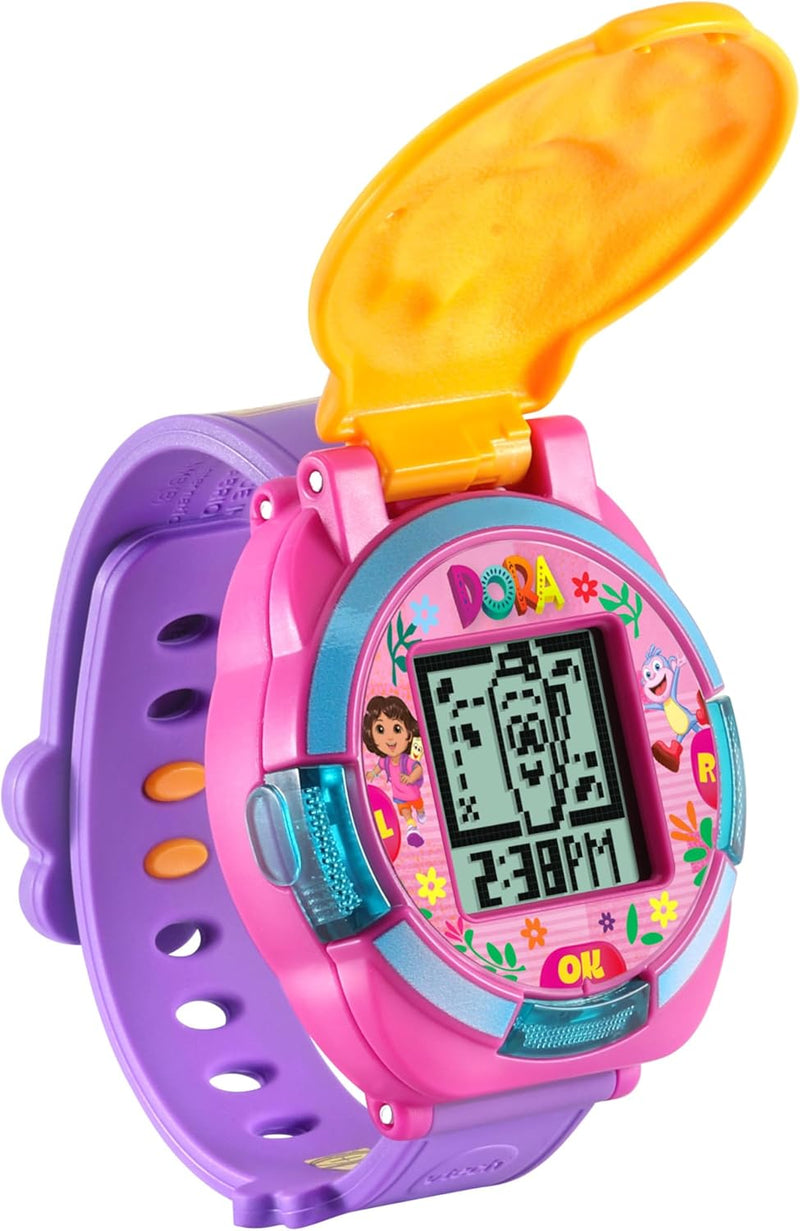 - Dora L’Exploratrice La Montre-Jeu Éducative - Montre Enfant Dora Avec Écran Animé, Bracelet Réglable, 10 Cadrans Et 4 Jeux - Cadeau Enfant De 3 Ans À 7 Ans - Contenu En Français Et Anglais