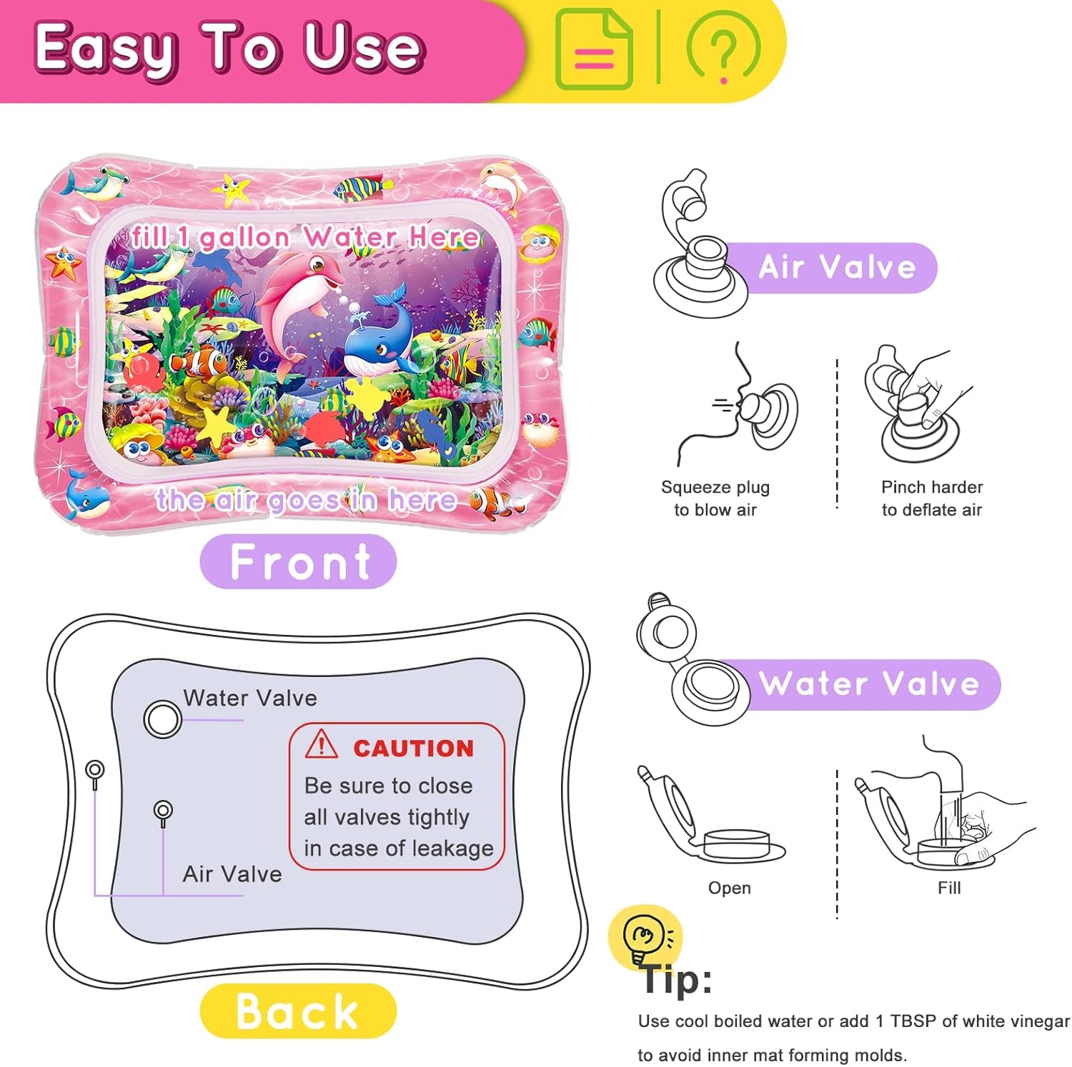 Infinno Tapis D'Eau Pour Bébé De 3, 6, 9 Mois, Développement Sensoriel, Excellente Idée Cadeau Pour Nouveau-Né