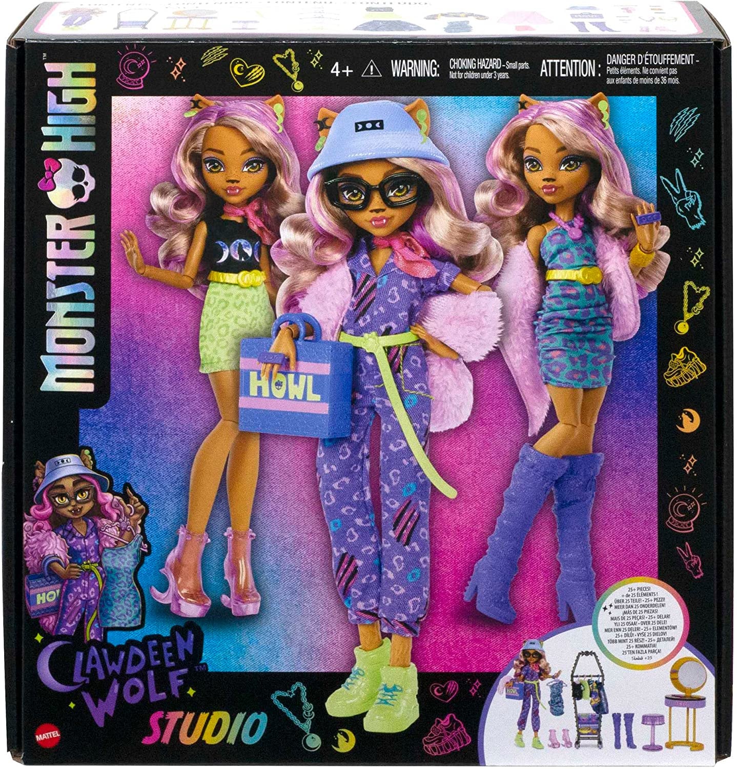 Coffret Studio De Mode De Clawdeen Wolf Avec Poupée Clawdeen Wolf Et plus De 20 Éléments De Jeu, Jouet Enfant, Dès 4 Ans, HKY70