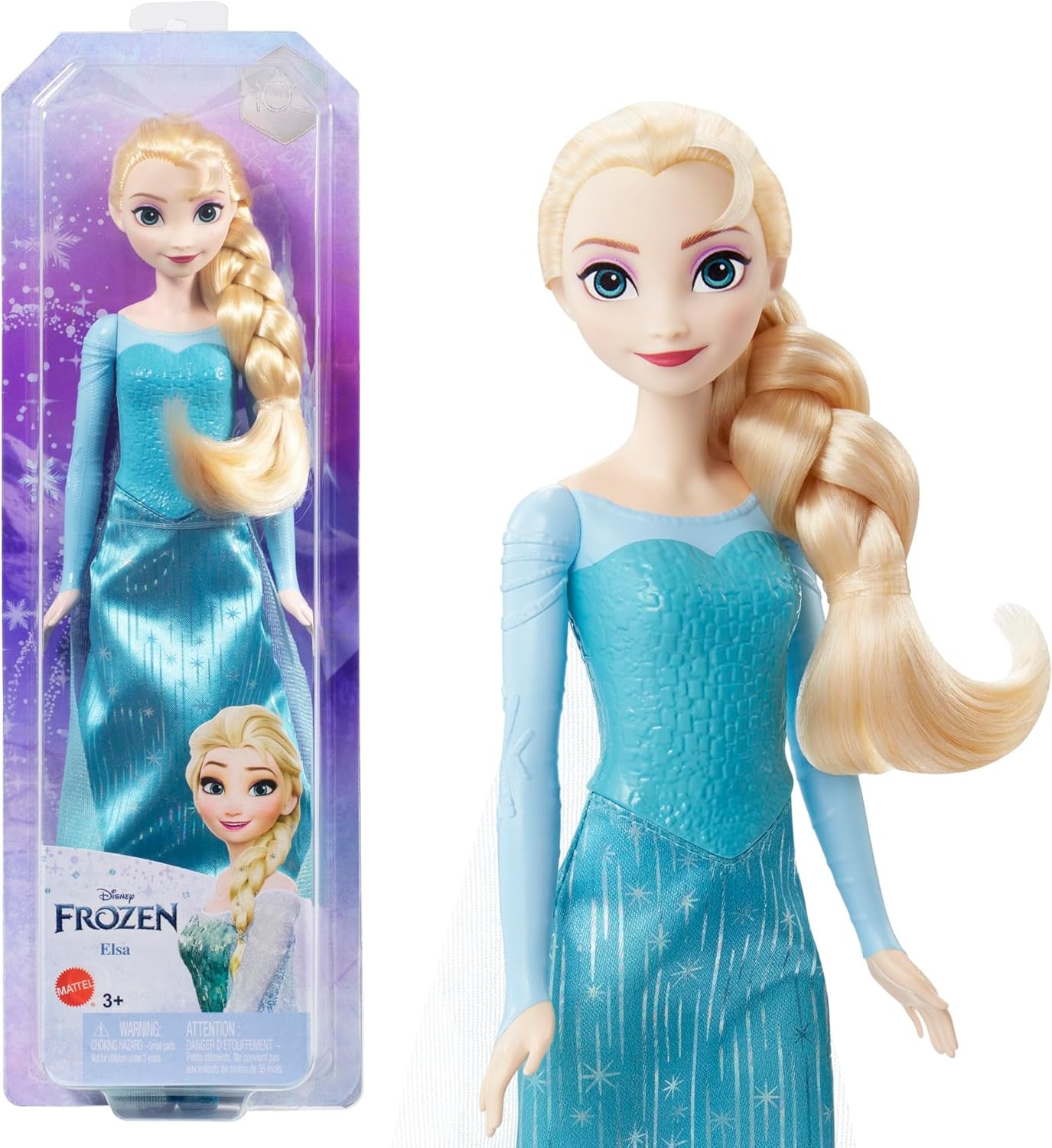 Disney La Reine Des Neiges Poupée Elsa Avec Tenue Emblématique, Chaussures, Jupe, Cape En Tissu Et Accessoires, Jouet Enfant, Dès 3 Ans, HLW47, Bleue De Base
