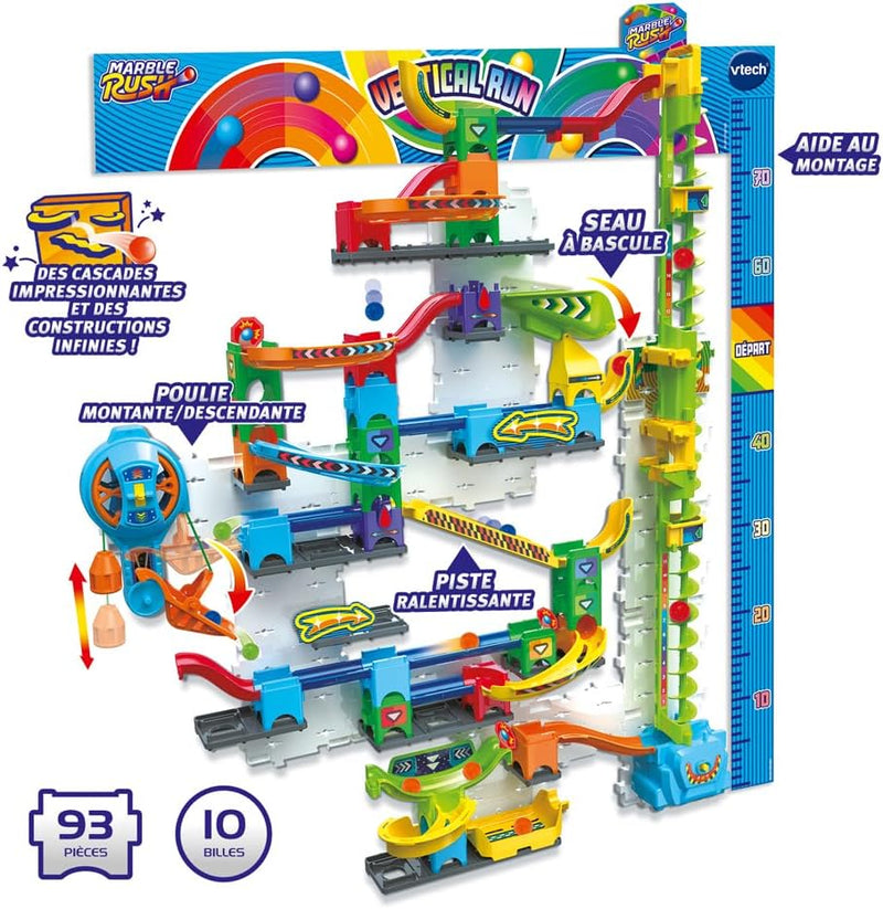 - Marble Rush Ultimate Vertical Run V100E - Circuit À Billes Électronique À La Verticale, 93 Pièces Et 10 Billes - Jeu De Construction À Fixer - Cadeau Enfant Dès 6 Ans - Contenu En Français