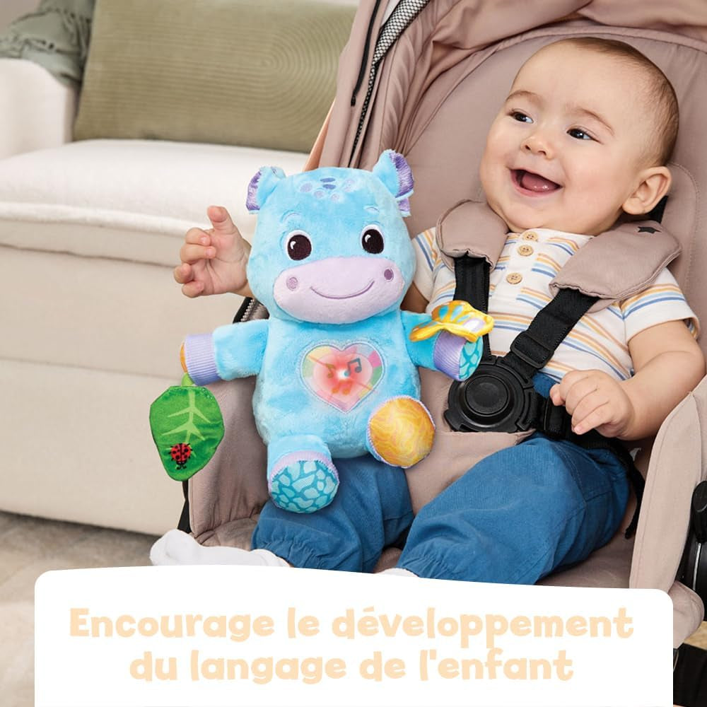 - Théo, Mon Hippo Câlin, Peluche Bébé Hippopotame Interactive Et Lumineuse, Jouet D'Éveil Sensoriel Fabriqué Avec Des Matériaux plus Durables, Cadeau Naissance Dès 3 Mois - Contenu En Français