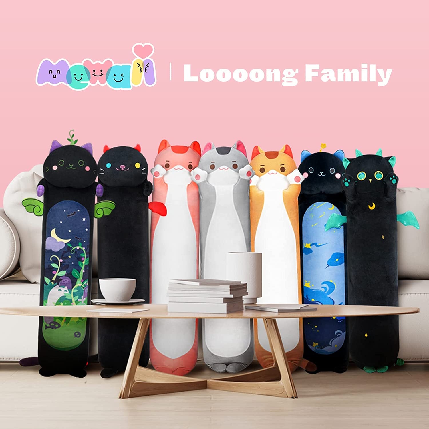 Kawaii Peluche Coussin Long 50CM, Oreiller Pour Enfant D'Animaux Poupée Jouets Kawaii Pour Enfant Mignonne Moelleux Confort Coussins En Peluche Pour Cadeau