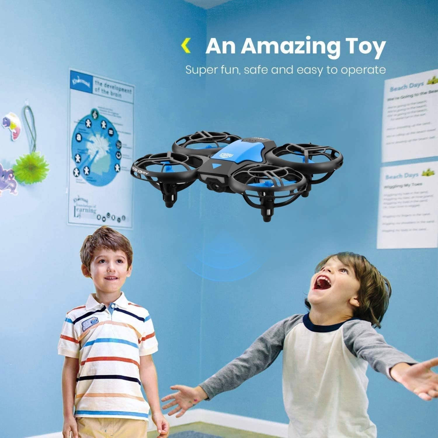 V8 Mini Drone Enfant, Drone Jouet Télécommandé, 27 Mins Autonomie Avec 3 Batteries, Mode Sans Tête, Maintien De L'Altitude, Facile À Utiliser, Parfait Pour Enfants Et Débutants