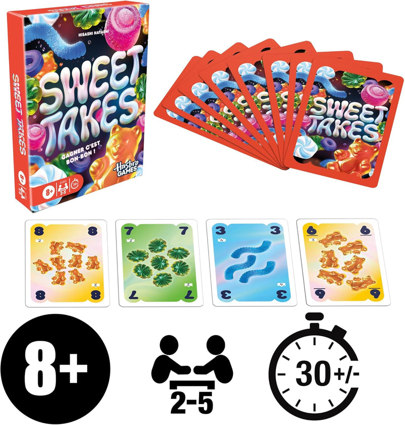 Sweet Takes, Jeu De Cartes - Version Française, Jeu De Société Stratégique Pour Enfants, Ados Et Adultes, Jeu Rapide Et Amusant Sur Le Thème Des Bonbons, Jeux De Société De Noël