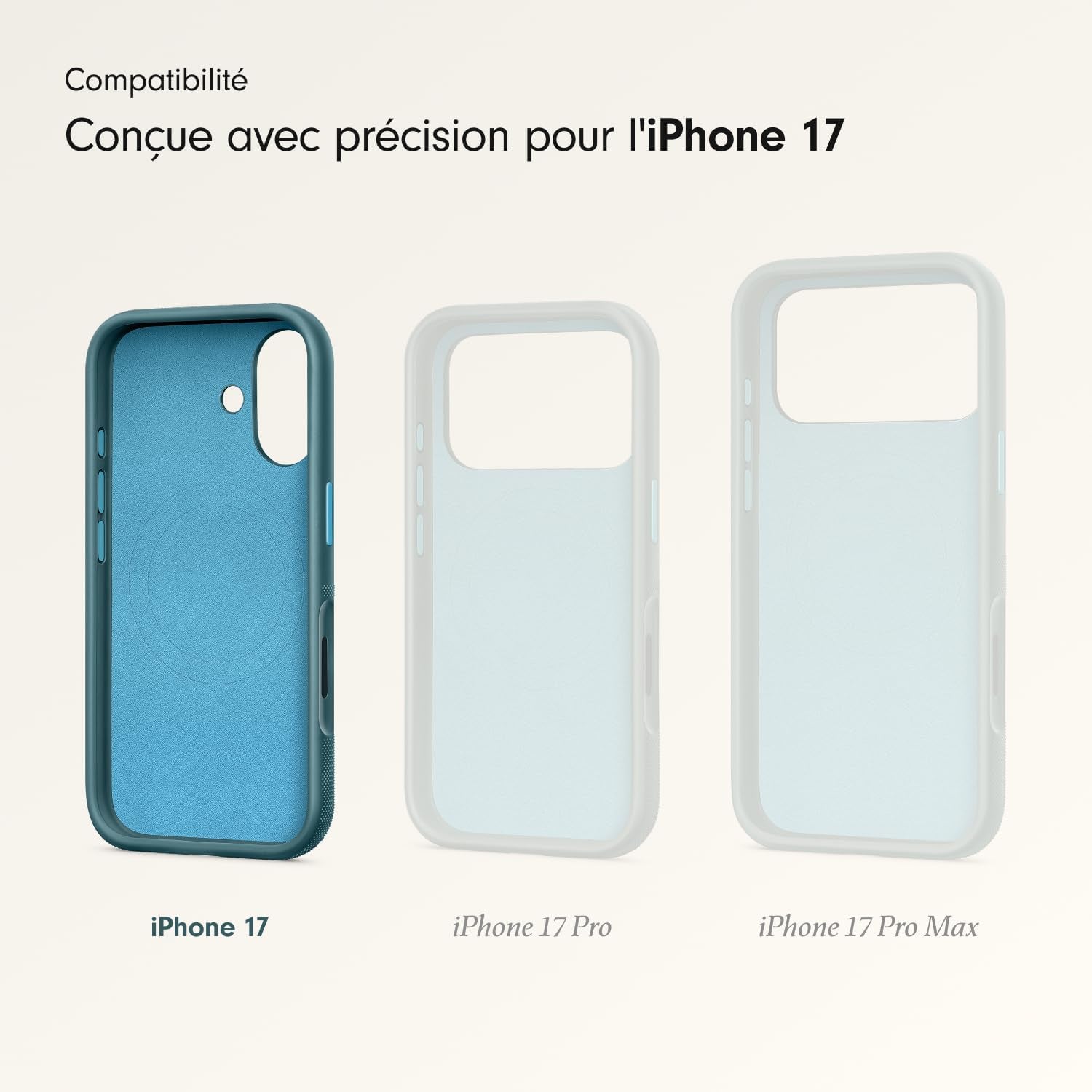 Coque Haute Résistance Pour Iphone 17 Équipée Magsafe Avec Commande De L'Appareil Photo, Protection Contre Les Chutes Et Les Rayures, Fini Mat Texturé - Bleu Rocheuses