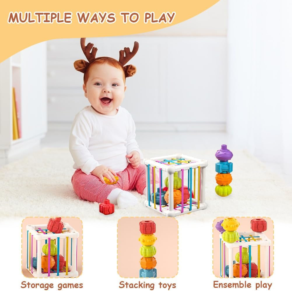 Jouet Bebe 1 2 Ans, Montessori Sensoriel Jeux Pour Bébé 6 9 12 18 Mois, Jouets Sensoriel, Enfants Jouets Forme De Cube, Montessori Jeux Bébé Eveil, Cadeau Educatif Pour Enfants 1 2 Ans