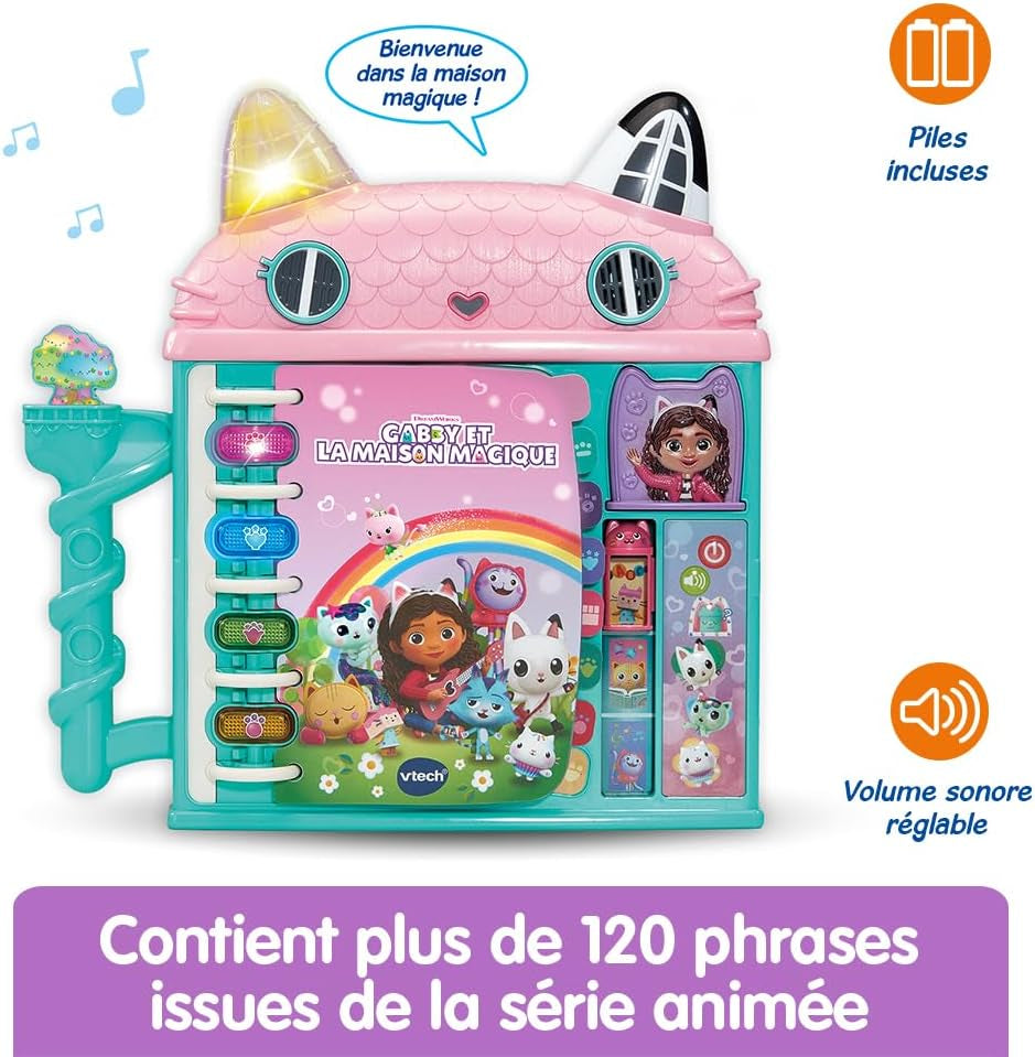 - La Maison-Livre Éducative Gabby Et La Maison Magique - Livre Interactif Enfant De 14 Pages Illustrées, Jeux Éducatifs - Jouet Gabby Chat - Cadeau Enfant De 3 Ans À 7 Ans - Contenu En Français