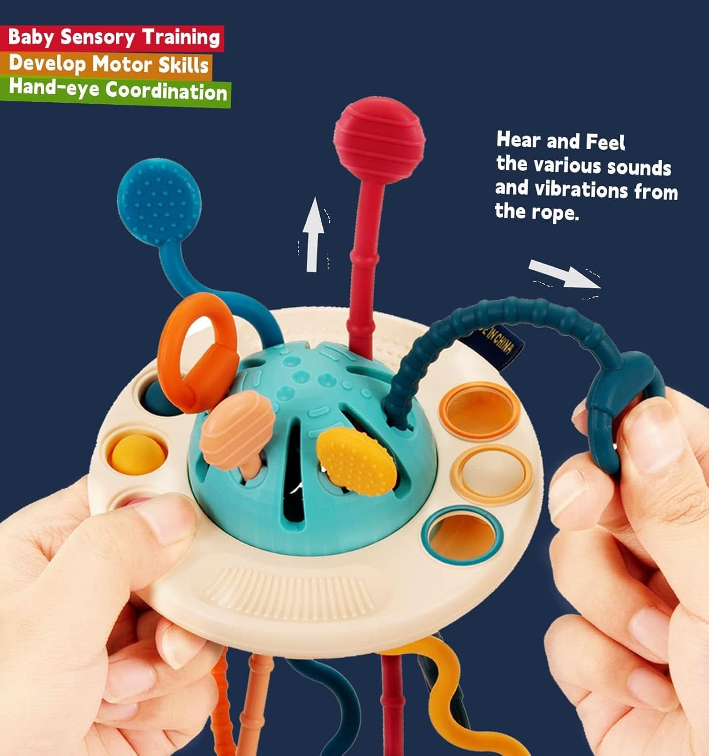 Jouet Montessori Pour Bébé 18 Mois, Jouet Sensoriel Jeux De Corde À Tirer, Jouet De Dentition Bébé, Jeux Éducatif, Jouets D'Apprentissage Précoce Pour Enfant 1 Et 2 Ans