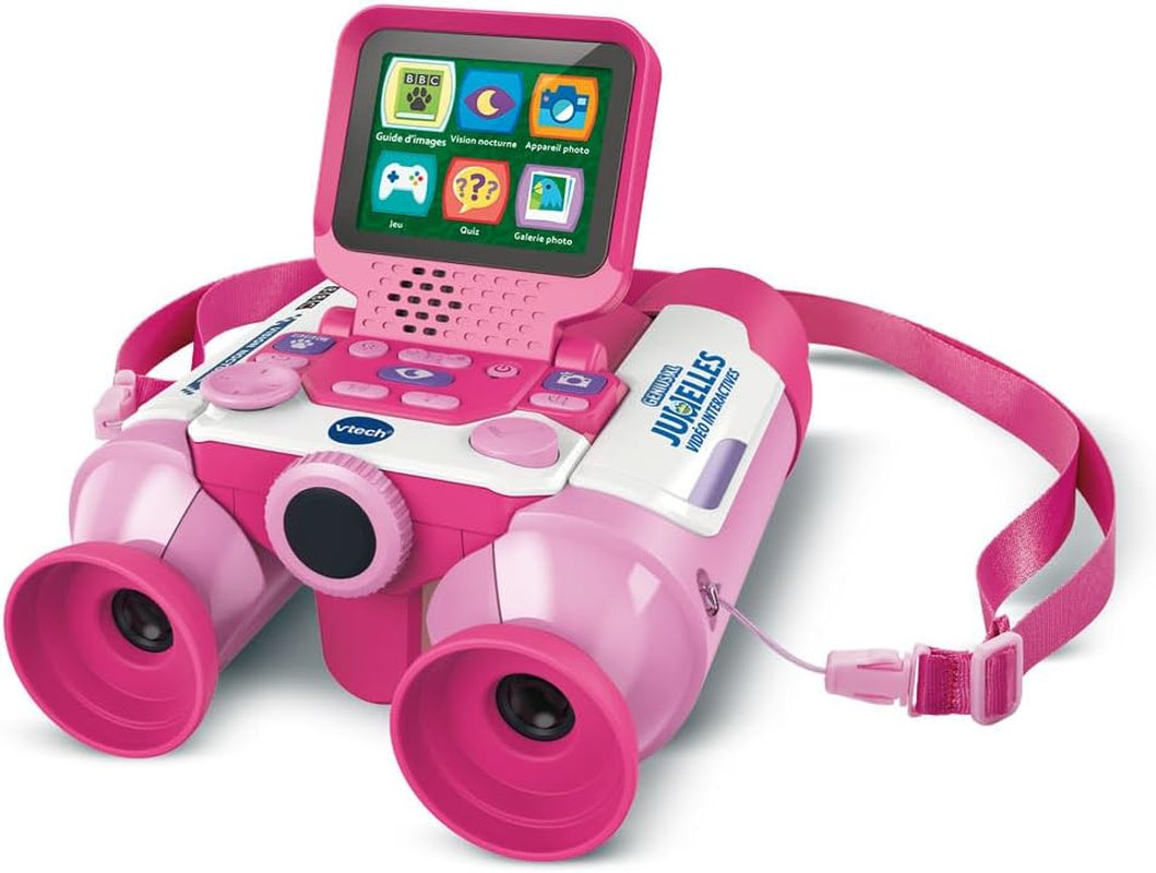- Genius XL Jumelles Vidéo Interactives - Paire De Jumelles Enfant 10X21 Rose Avec Écran Couleur, Appareil Photo, Images De La BBC - Jeu Éducatif - Cadeau Enfant Dès 5 Ans - Contenu En Français